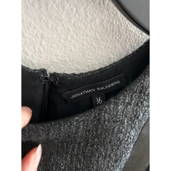 Jonathan Saunders Womens Leather Textured Sleeveless Sheath Dress Black Size 36 - Picture 6 of 10